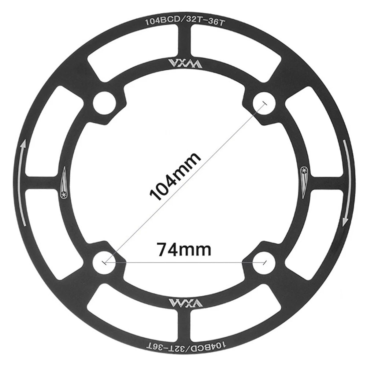 Premium Aluminium Alloy Chainring Guard 104BCD for 32T-36T - Black