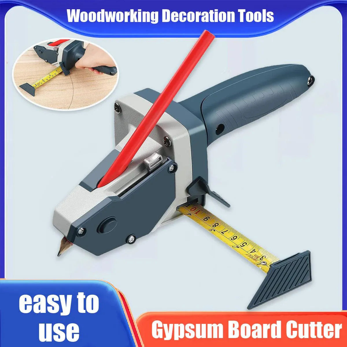 Premium Drywall Gypsum Board Cutter with 5m Tape Measure