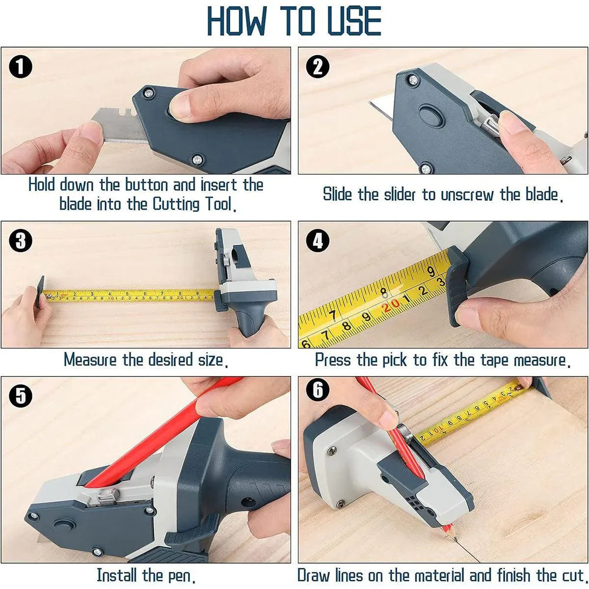 Premium Drywall Gypsum Board Cutter with 5m Tape Measure