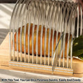 Premium Multifunction Kitchen Slicer – Stainless Steel with Oak Wood Base
