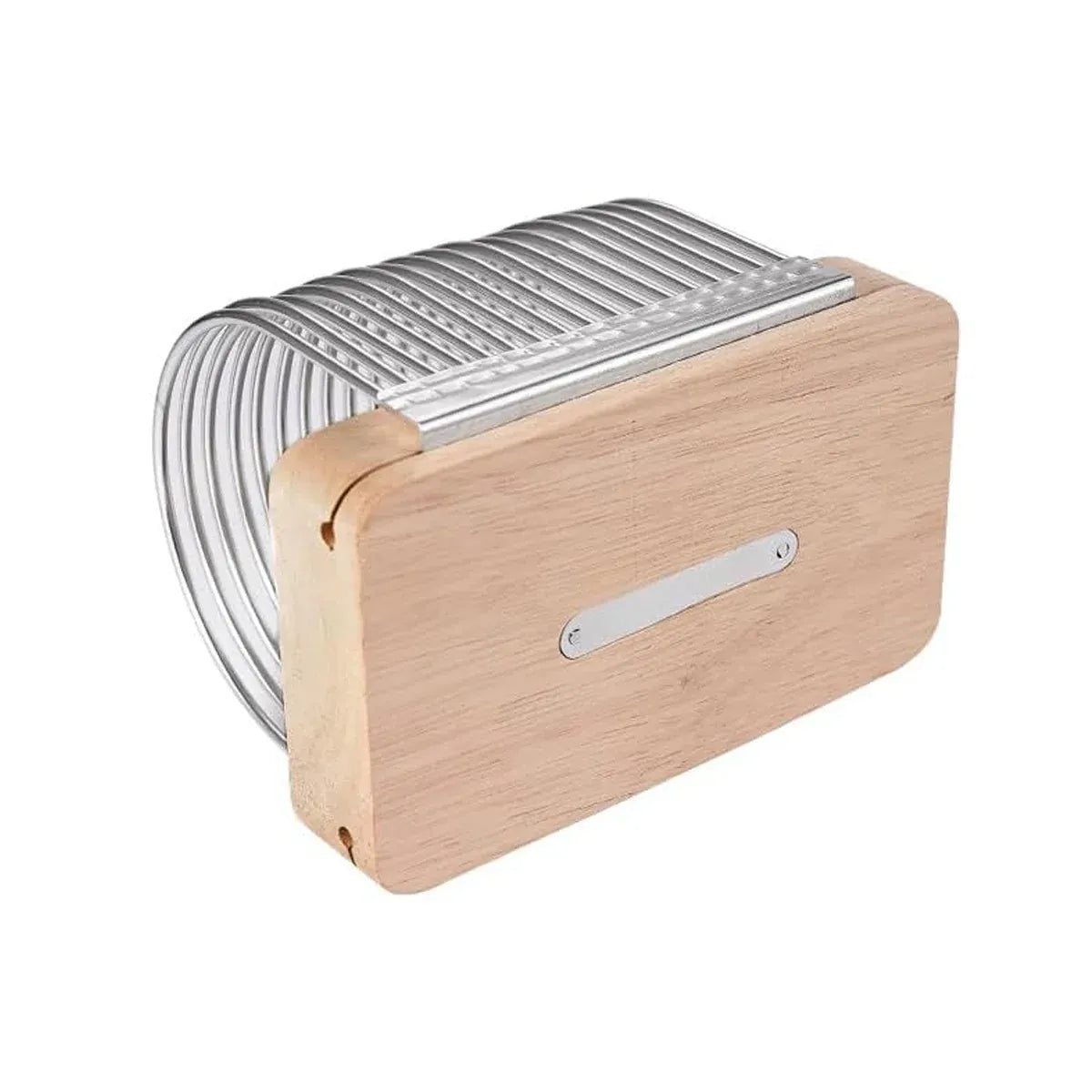 Premium Multifunction Kitchen Slicer – Stainless Steel with Oak Wood Base