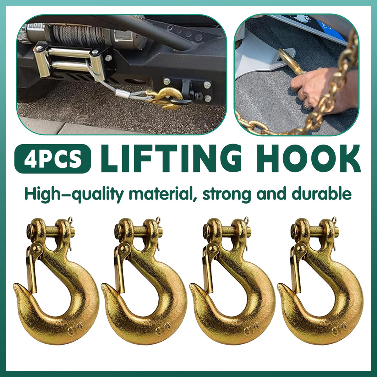 4pcs Heavy Duty Lifting Hooks, Heat-Treated Carbon Steel, Zinc-Chromate Finish - SuperSaverAU - view 1
