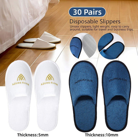 30 Pairs Hotel Guesthouse Hospitality Slippers for Household Comfort and Use - Blue - SuperSaverAU - view 1