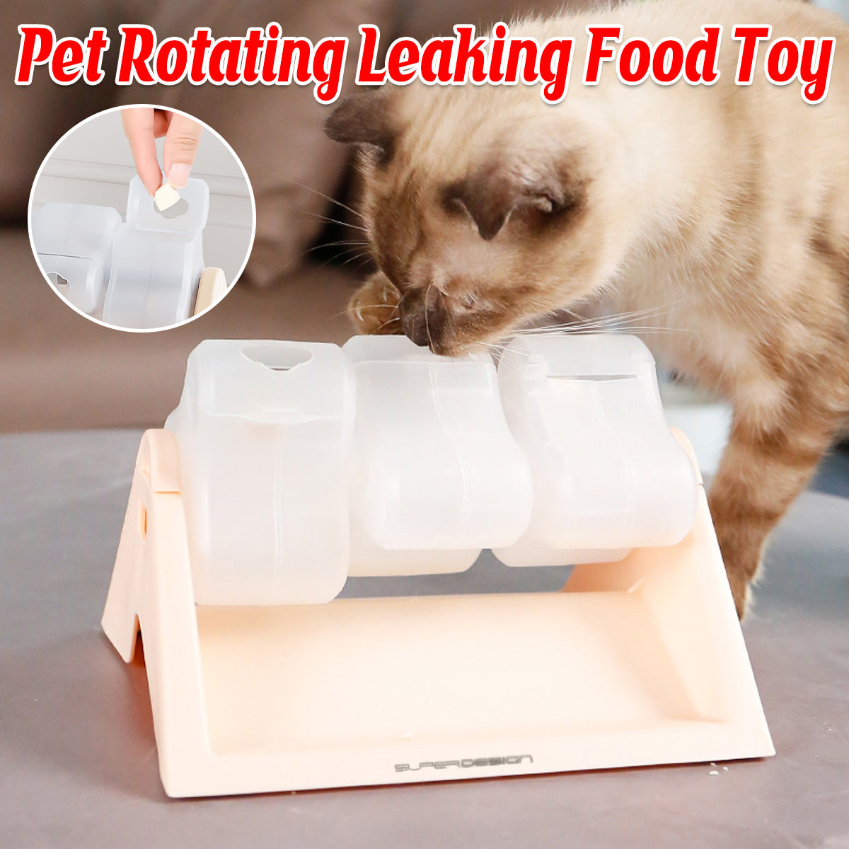 Cat Puzzle Feeder Toy - Rotating Leaky Food Dispenser for Snacks, 20 × 14 × 17.8 cm - SuperSaverAU - view 1