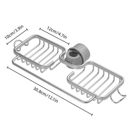 Premium Grey Aluminium Faucet Shelf Sink Draining Basket with Towel Holder