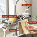 Premium Grey Aluminium Faucet Shelf Sink Draining Basket with Towel Holder