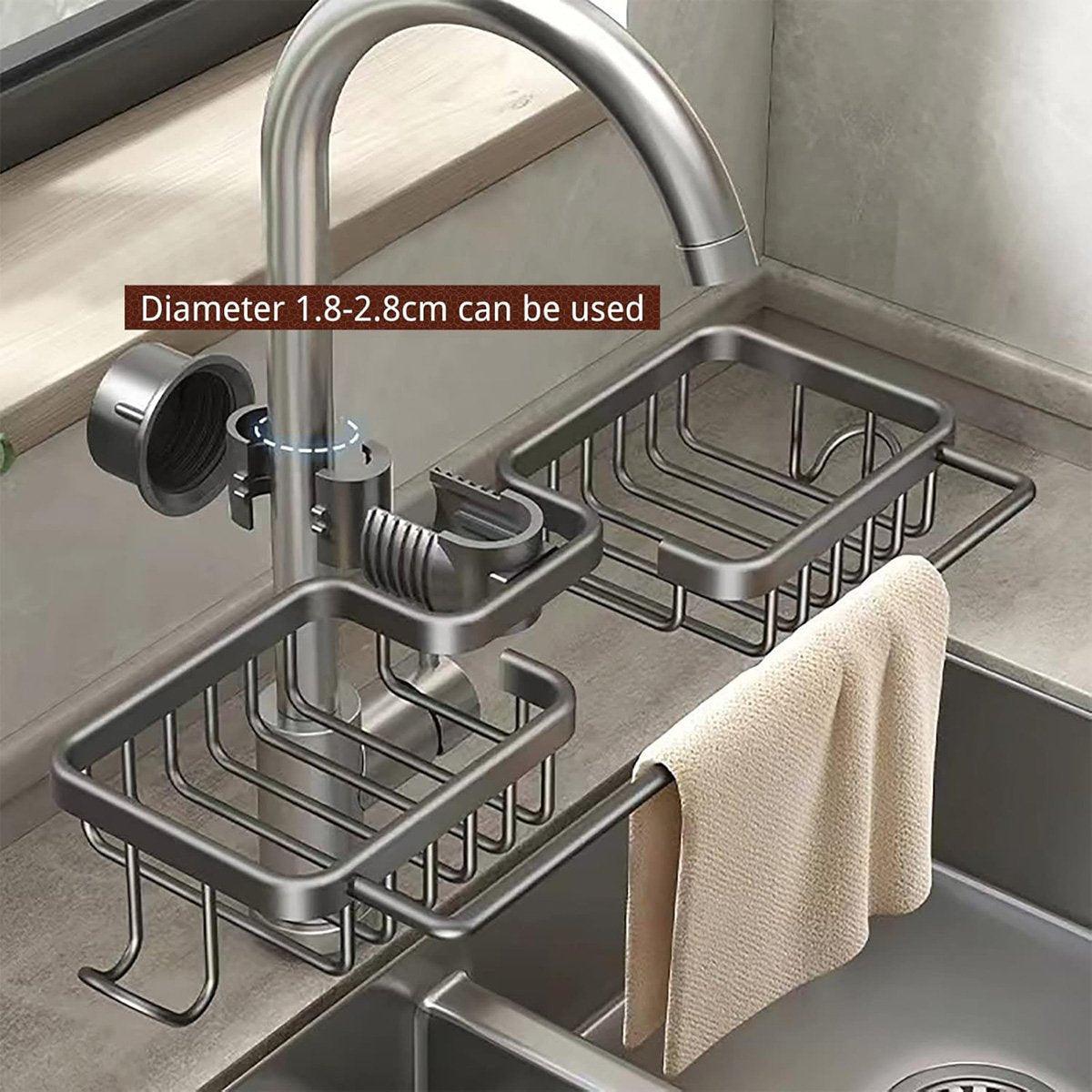 Multifunctional Faucet Shelf - Kitchen Sink Organizer in Silver