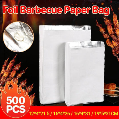Aluminum Foil Lined Paper Bags, Greaseproof, 12*4*21.5, 500PCS