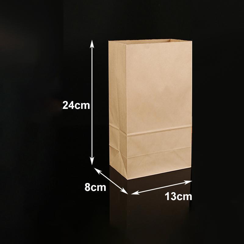 500PCS Kraft Food Paper Bags Brown Flat Bottom Lunch Bags Party Favour Bag - 500PCS-25*14*33CM