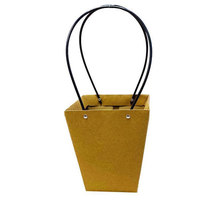 25x Kraft Paper Bag Flowers Waterproof Bouquet Basket Gift Box With Handle - 25PCS-Sq Small