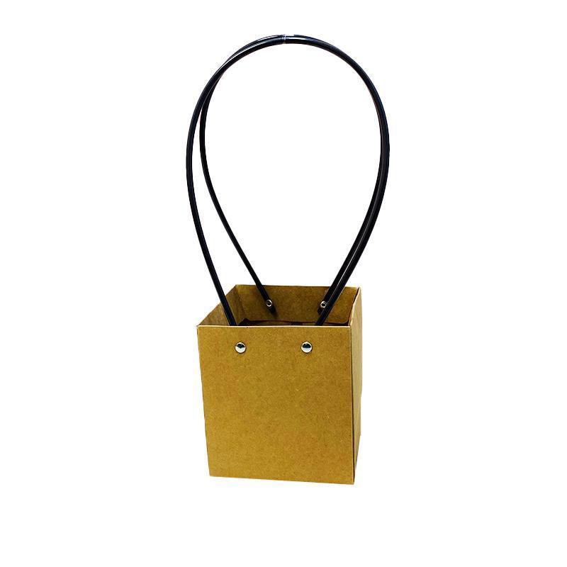 25x Kraft Paper Bag Flowers Waterproof Bouquet Basket Gift Box With Handle - 25PCS-Sq Small - SuperSaverAU - view 5