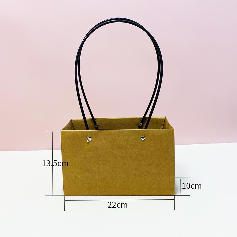 25x Kraft Paper Bag Flowers Waterproof Bouquet Basket Gift Box With Handle - 25PCS-Sq Big - SuperSaverAU - view 2