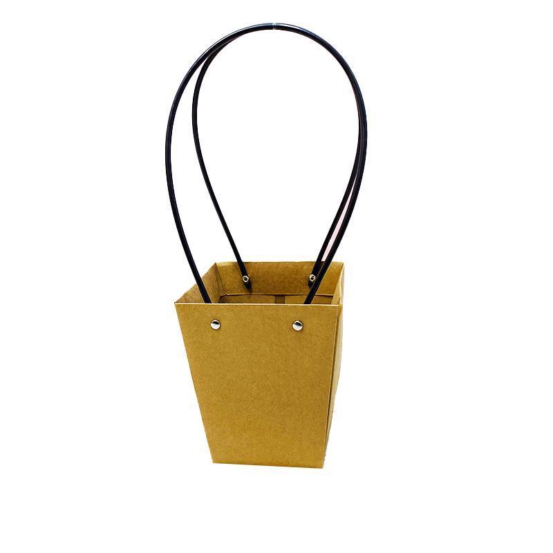 25x Kraft Paper Bag Flowers Waterproof Bouquet Basket Gift Box With Handle - 25PCS-Sq Big - SuperSaverAU - view 4