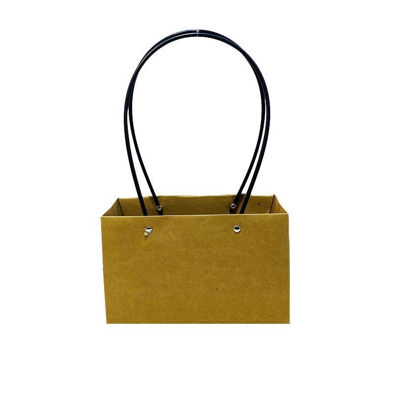 25x Kraft Paper Bag Flowers Waterproof Bouquet Basket Gift Box With Handle - 25PCS-Sq Big