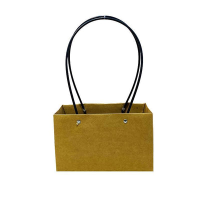 25x Kraft Paper Bag Flowers Waterproof Bouquet Basket Gift Box With Handle - 25PCS-Sq Big