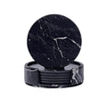 Premium Marble PU Coasters – Marble Black 6 Pack with Holder