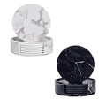 Premium Marble PU Coasters – Marble Black 6 Pack with Holder