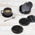 Premium Marble PU Coasters – Marble Black 6 Pack with Holder