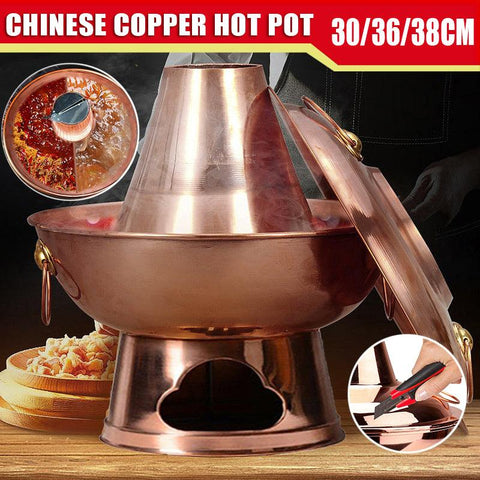 Premium 30cm Stainless Steel Charcoal Chinese Hot Pot Camping Cooker
