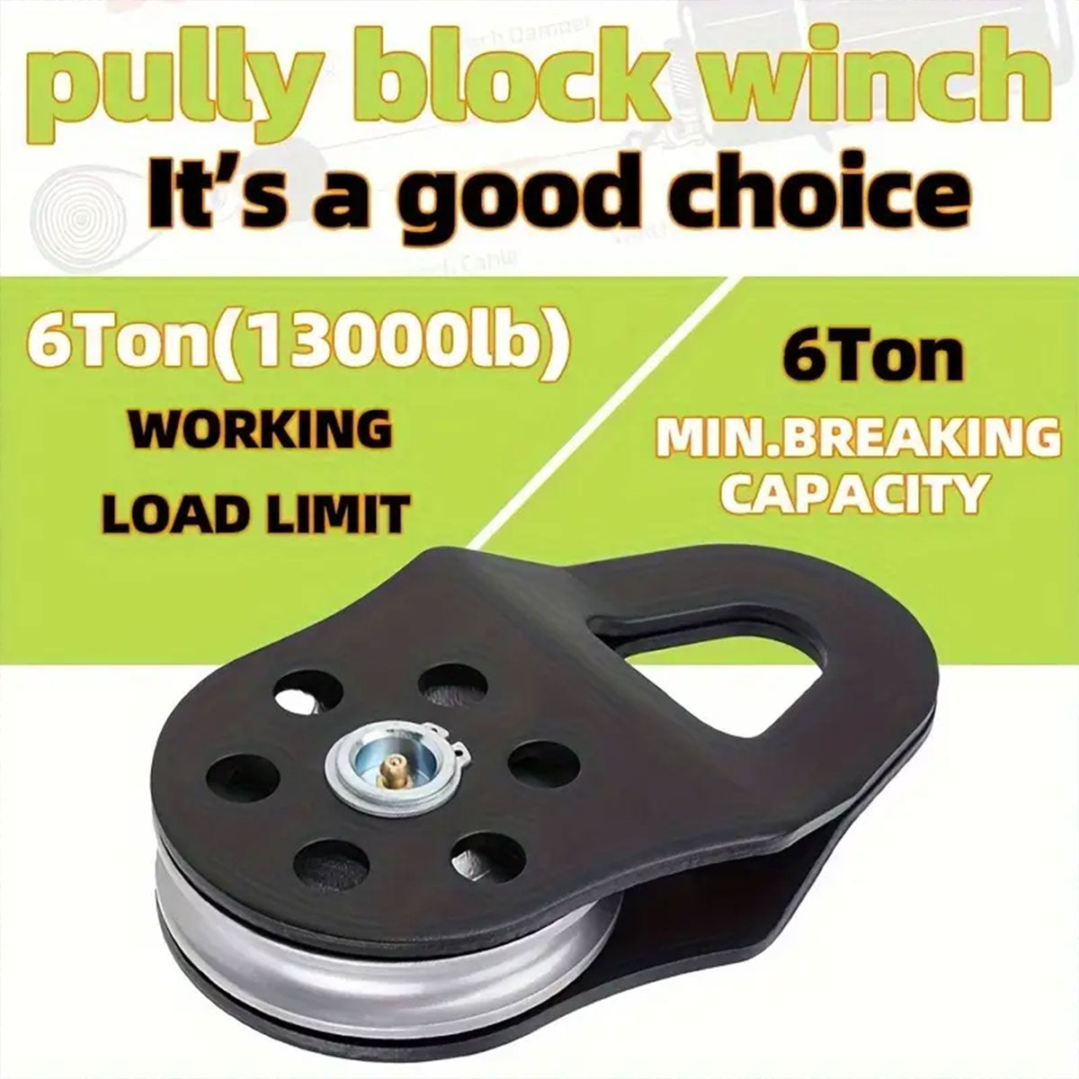 Heavy Duty Winch Pulley Snatch Block 6 Ton 13,000lbs Steel Red Accessory