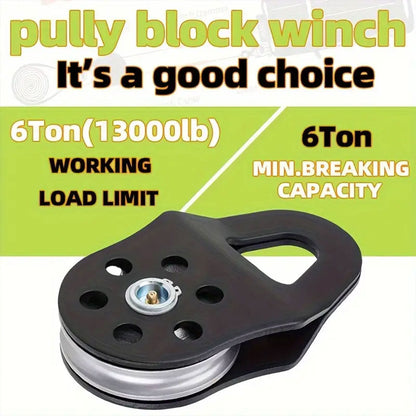 Heavy Duty Winch Pulley Snatch Block 6 Ton 13,000lbs Steel Red Accessory