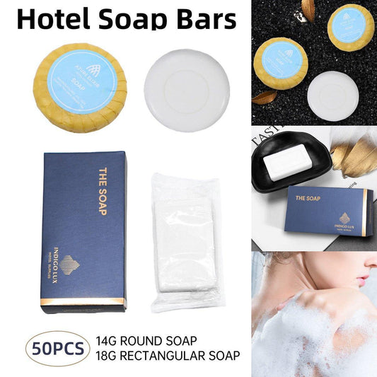 50pk Hospitality Hotel Soap Bars for Guesthouse & Airbnb - Individually Wrapped White