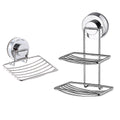 Premium Shower Soap Holder - Stainless Steel Suction Cup Bathroom Basket - Double Layer - SuperSaverAU - view 2