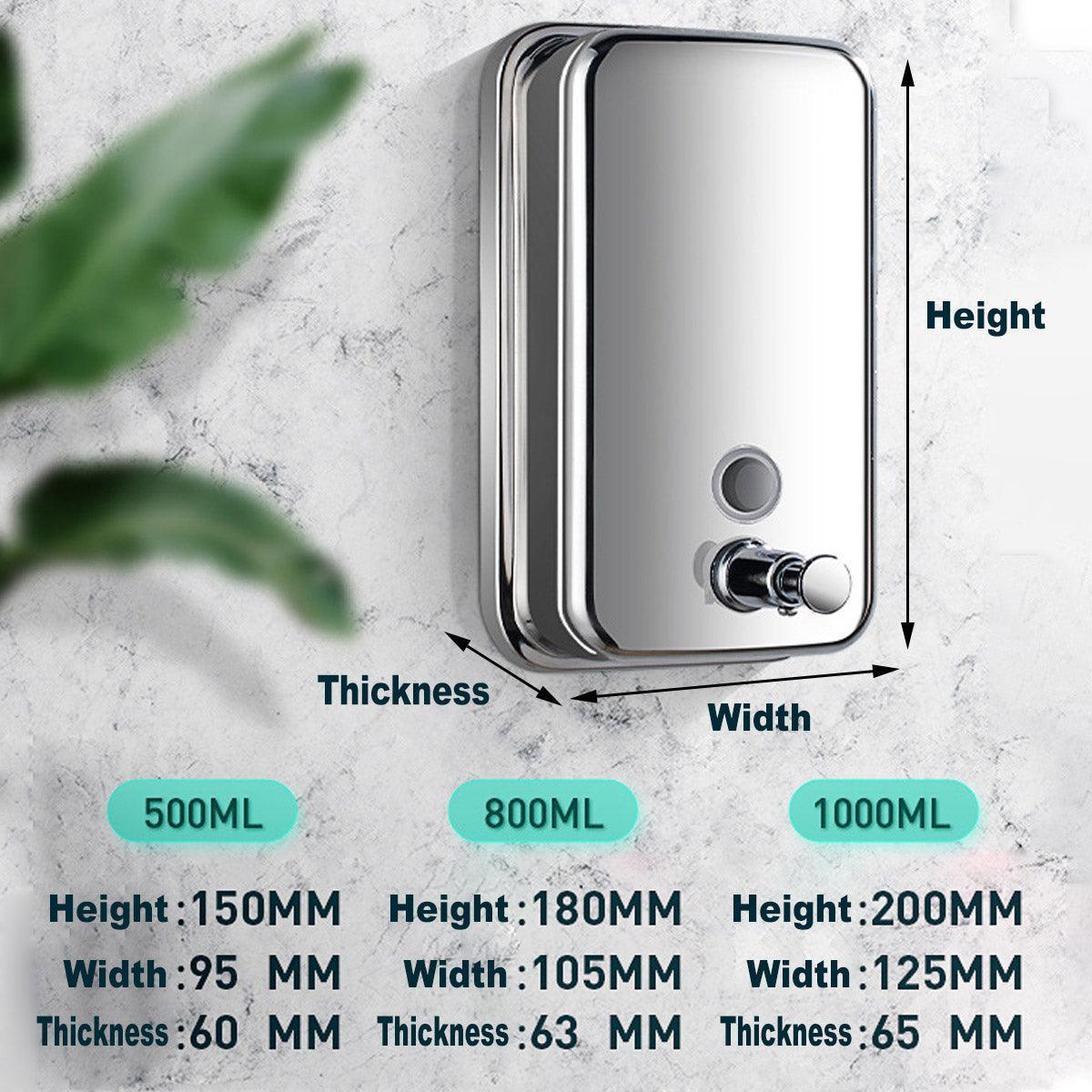 Stainless Steel Wall Mounted Soap Dispenser 500ML - Stylish & Durable for Hotels, Homes - SuperSaverAU - view 1