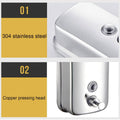 Stainless Steel Wall Mounted Soap Dispenser 800ML - Durable, Stylish, Versatile - SuperSaverAU - view 2