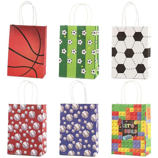 30PCS Fashion Ball Kraft Paper Gift Bag Festivals gift tote bag Party Favor Bag - Soccer-30pcs