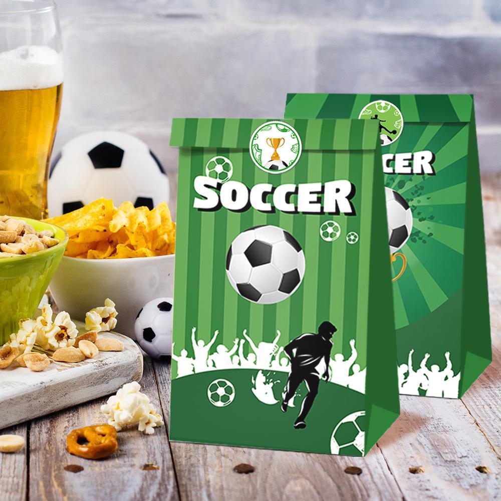 Fashion Football Sport Gift Bags Green Kraft Paper Sticker Set Party Favor Bags - 2sets-LB018 - SuperSaverAU - view 2