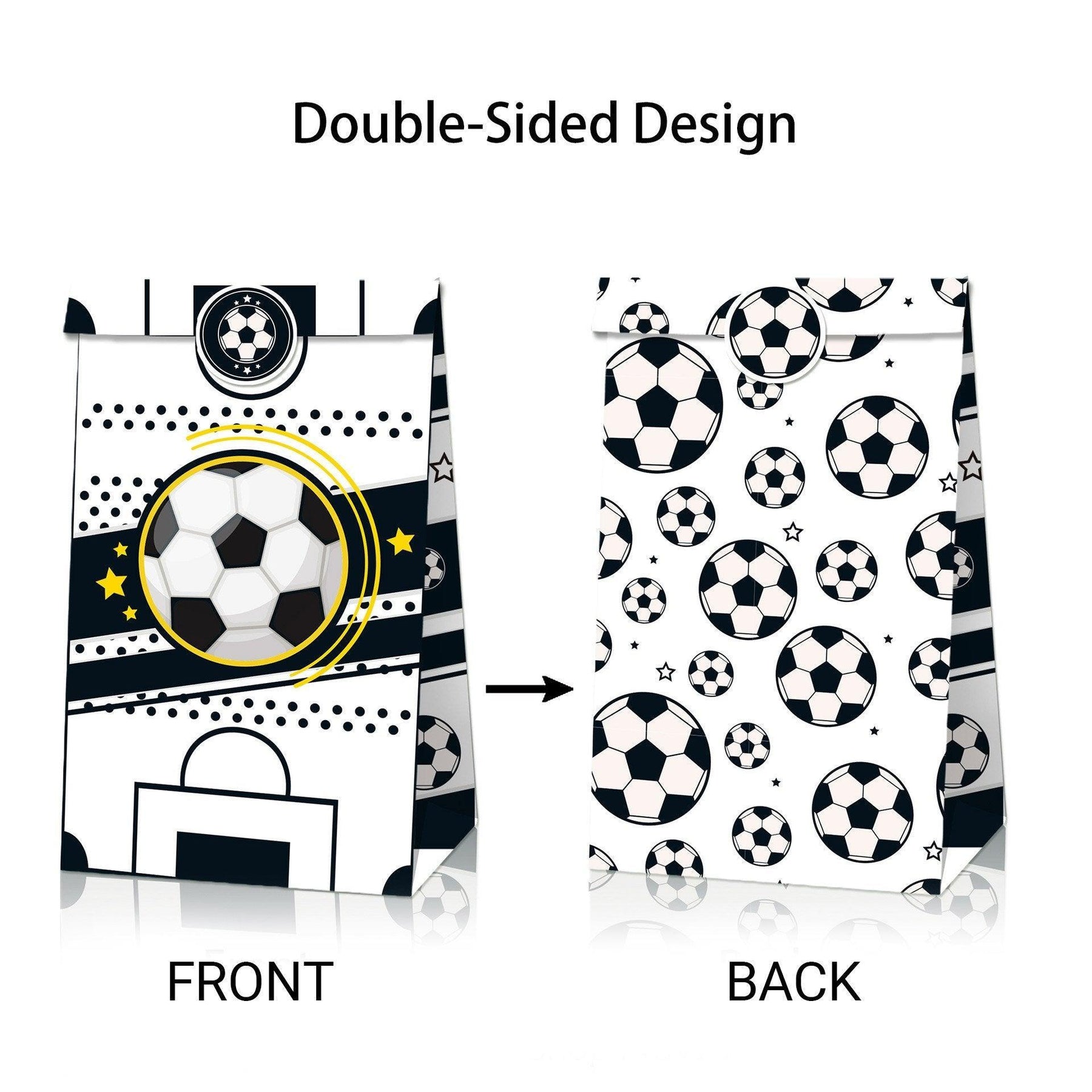 Fashion Football Sport Gift Bags Green Kraft Paper Sticker Set Party Favor Bags - 2sets-LB018 - SuperSaverAU - view 4