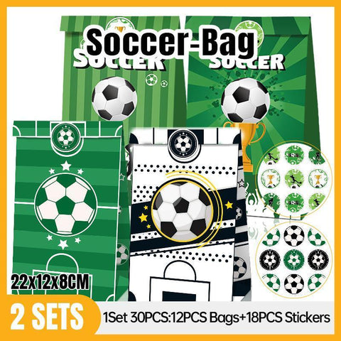Fashion Football Sport Gift Bags Green Kraft Paper Sticker Set Party Favor Bags - 2sets-LB153 - SuperSaverAU - view 1