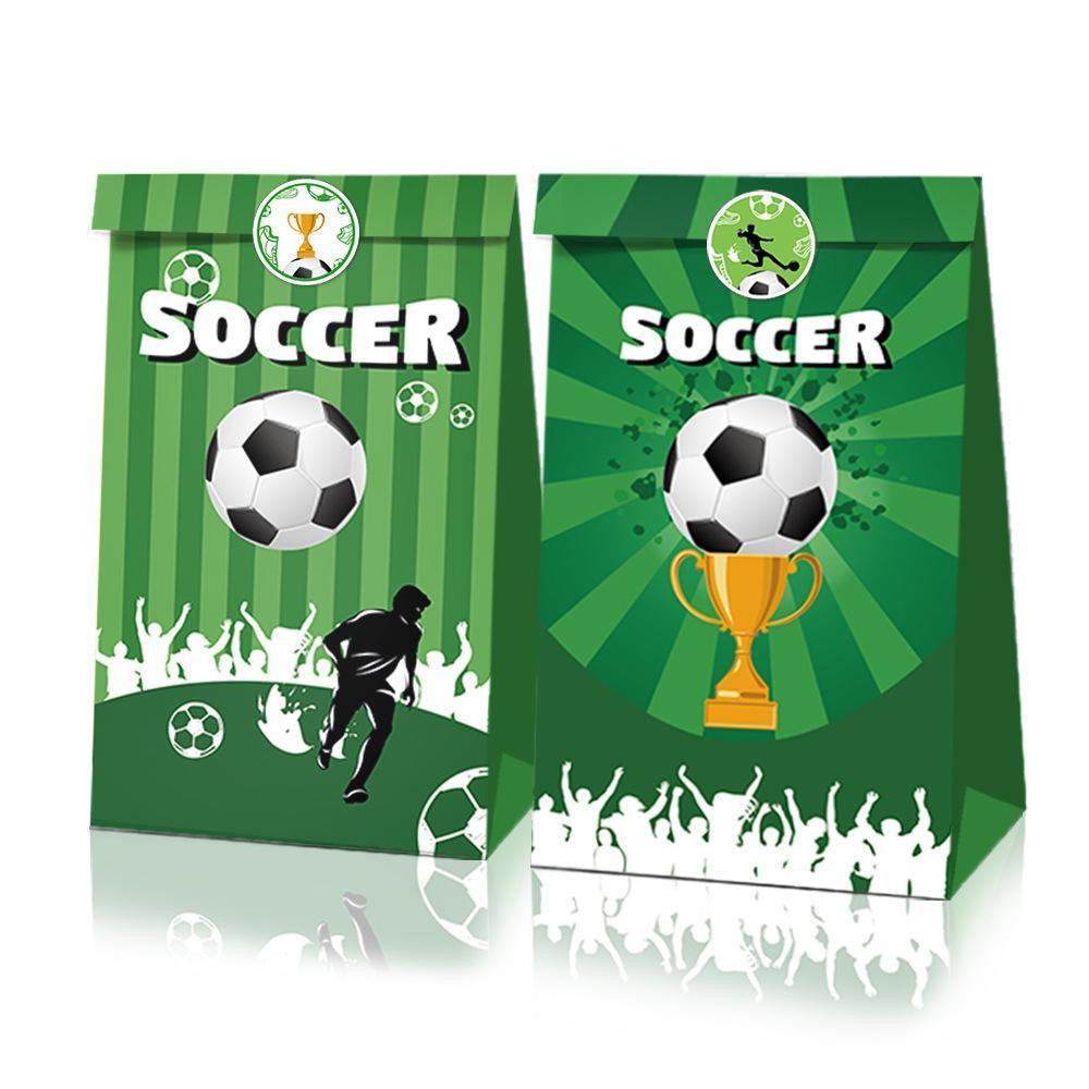 Fashion Football Sport Gift Bags Green Kraft Paper Sticker Set Party Favor Bags - 2sets-LB153