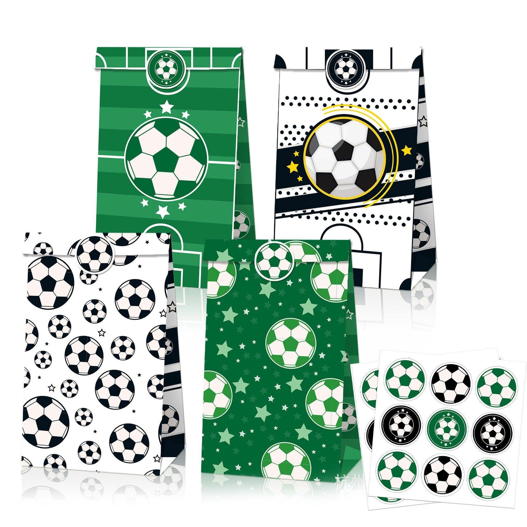 Fashion Football Sport Gift Bags Green Kraft Paper Sticker Set Party Favor Bags - 2sets-LB153 - SuperSaverAU - view 6