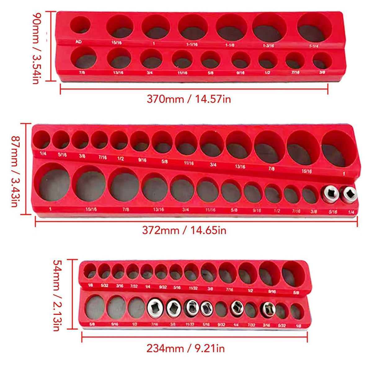 Magnetic Socket Storage Rack Organizer for 1/4, 3/8, 1/2-Inch Drives