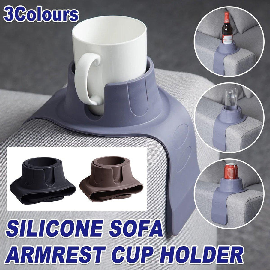 Premium Coffee Silicone Couch Armrest Cup Holder Tray
