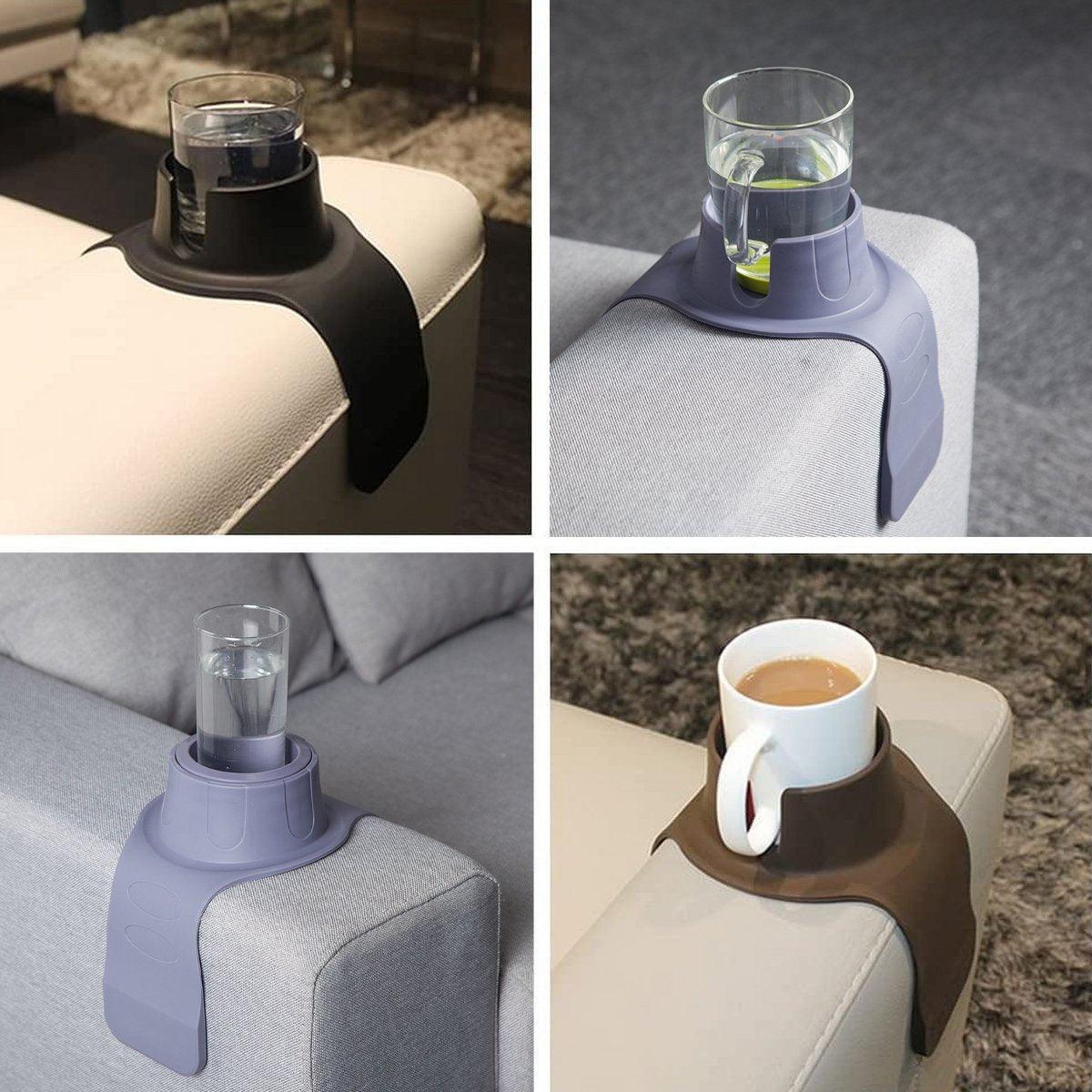Premium Coffee Silicone Couch Armrest Cup Holder Tray