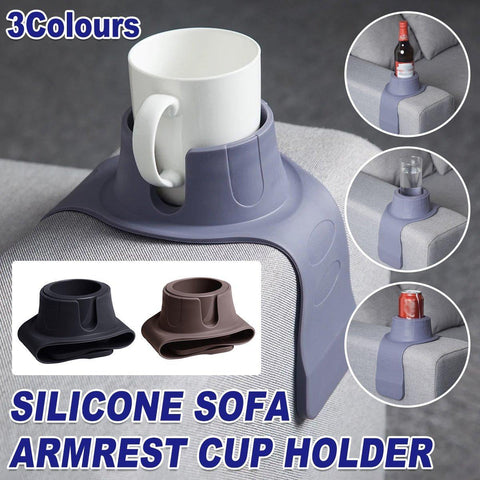 Premium Grey Silicone Couch Armrest Cup Holder Tray