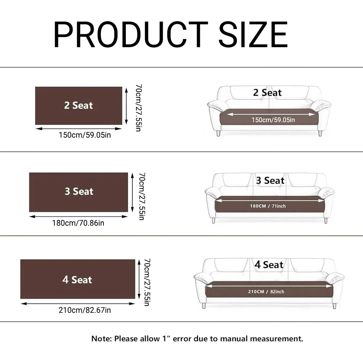 Premium 70x210cm Non Slip Sofa Cushion Cover Couch Protector Seat Slipcover Pad