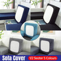 Premium Double Black Stretch Sofa Slipcover Elastic Couch Protector 4 Season