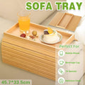 Premium Bamboo Foldable Sofa Armrest Tray Organiser 45.7x33.5cm