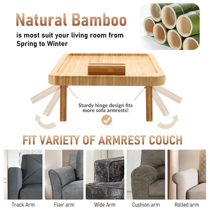 Wooden Lazy Sofa Tray with Rotating Mobile Phone Tablet Holder