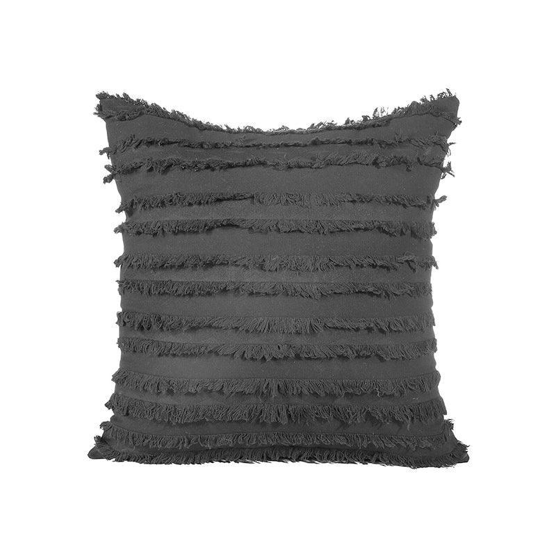 Premium Boho Tassel Fringe Cushion Cover – Black 45 x 45cm