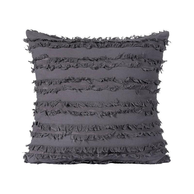 Premium Boho Tassel Fringe Cushion Cover – Grey 45 x 45cm