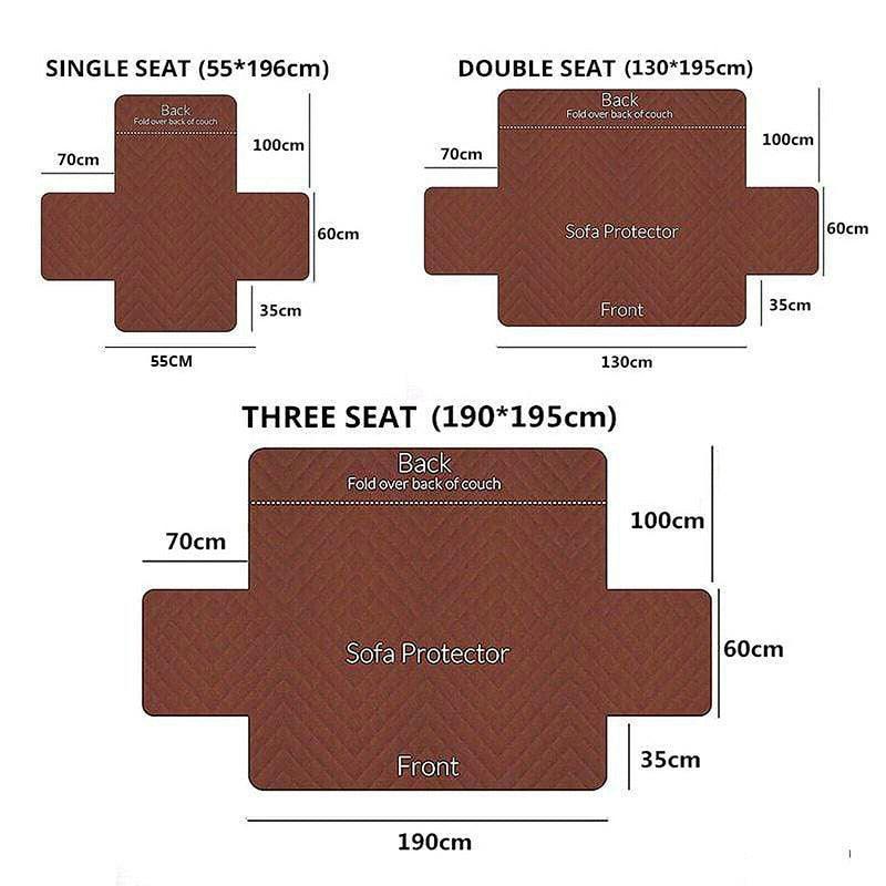 Quilted Pet Sofa Protector Cover - 130X195cm - Black - SuperSaverAU - view 4