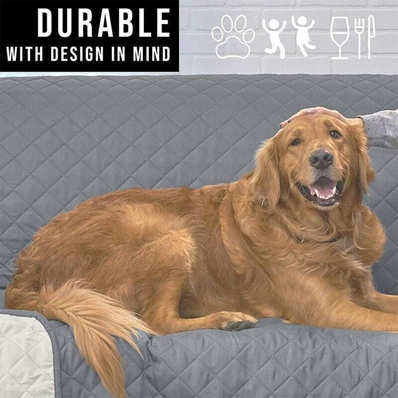Premium 190x195cm Blue Quilted Pet Sofa Protector Couch Cover 3 Seater Machine Washable