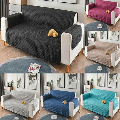 Grey Quilted Pet Sofa Protector Cover - 190x195cm