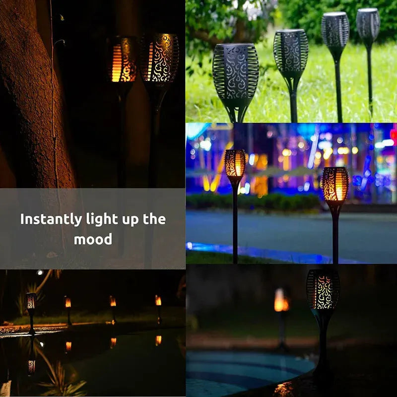 Premium Solar Flickering Flame Torch Lights – 4 Pack