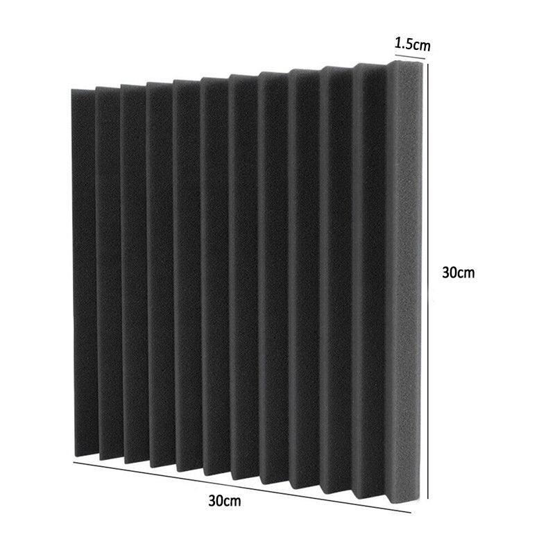 Premium 12PCS Acoustic Foam Soundproofing Panels 30x30cm Black